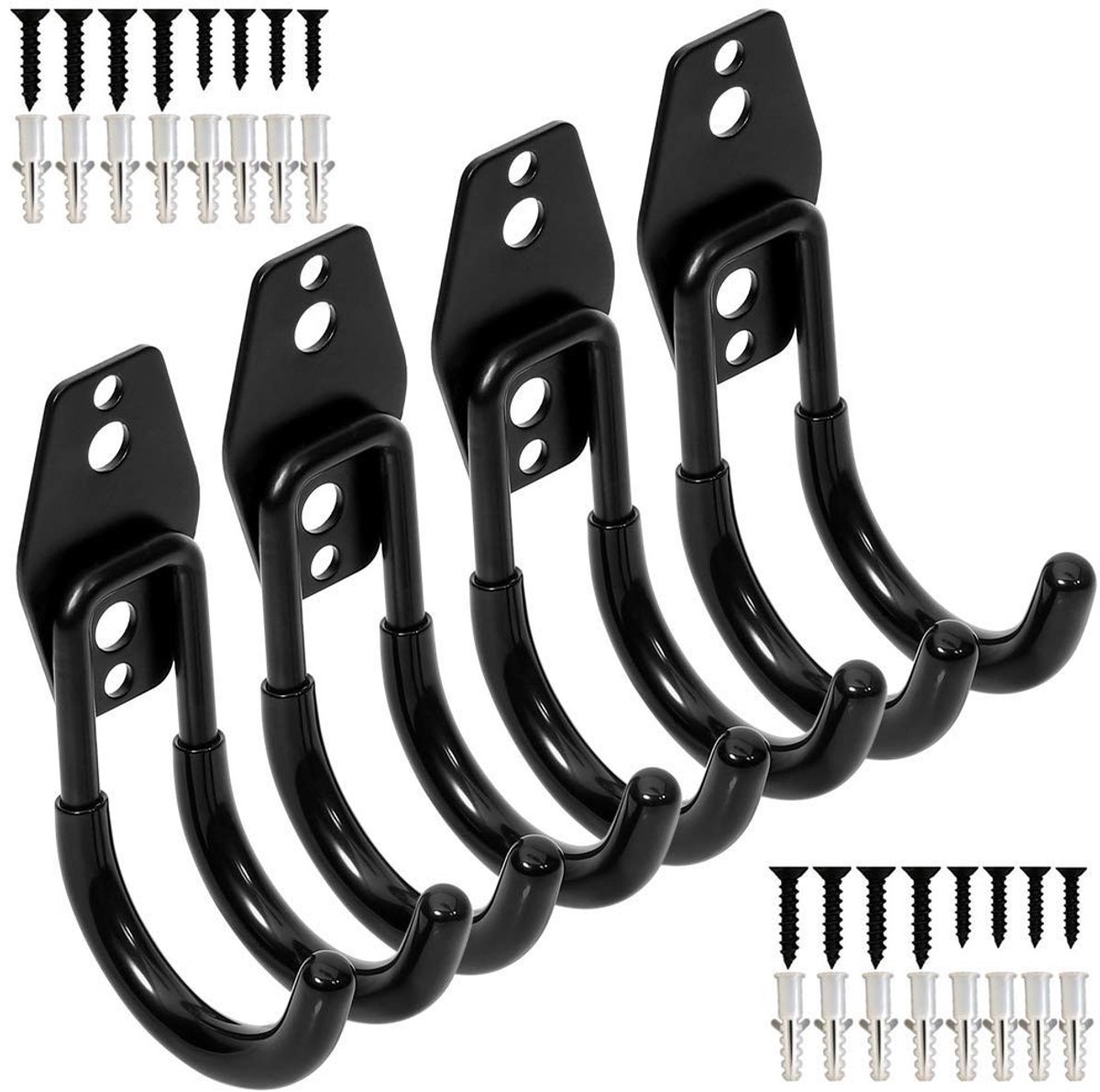 Dailygoods- Wandhaak Zware Duurzame IJzer - Wandhaak Antislip - Garage Haak - J-Haak - Multifunctionele Hanger - Max. Draagcapaciteit 29 kg - Opslaghaak