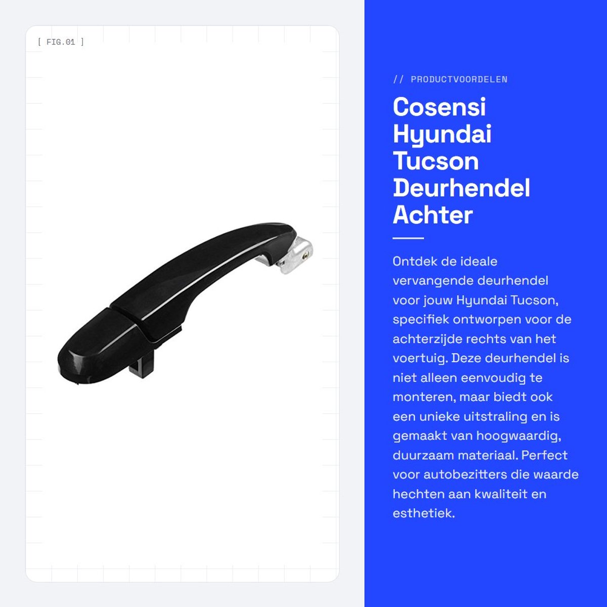 Dailygoods- Deurgreep Zwart - Achterdeur - Duurzaam - ABS Kunststof - Eenvoudig te monteren - Vervangend onderdeel - Autodeurgreep