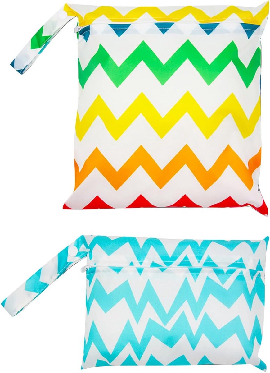 Natte Luiertas Organizer - Opbergzakken - Babyverzorging - Dubbele Rits - 2 stuks - Grijs