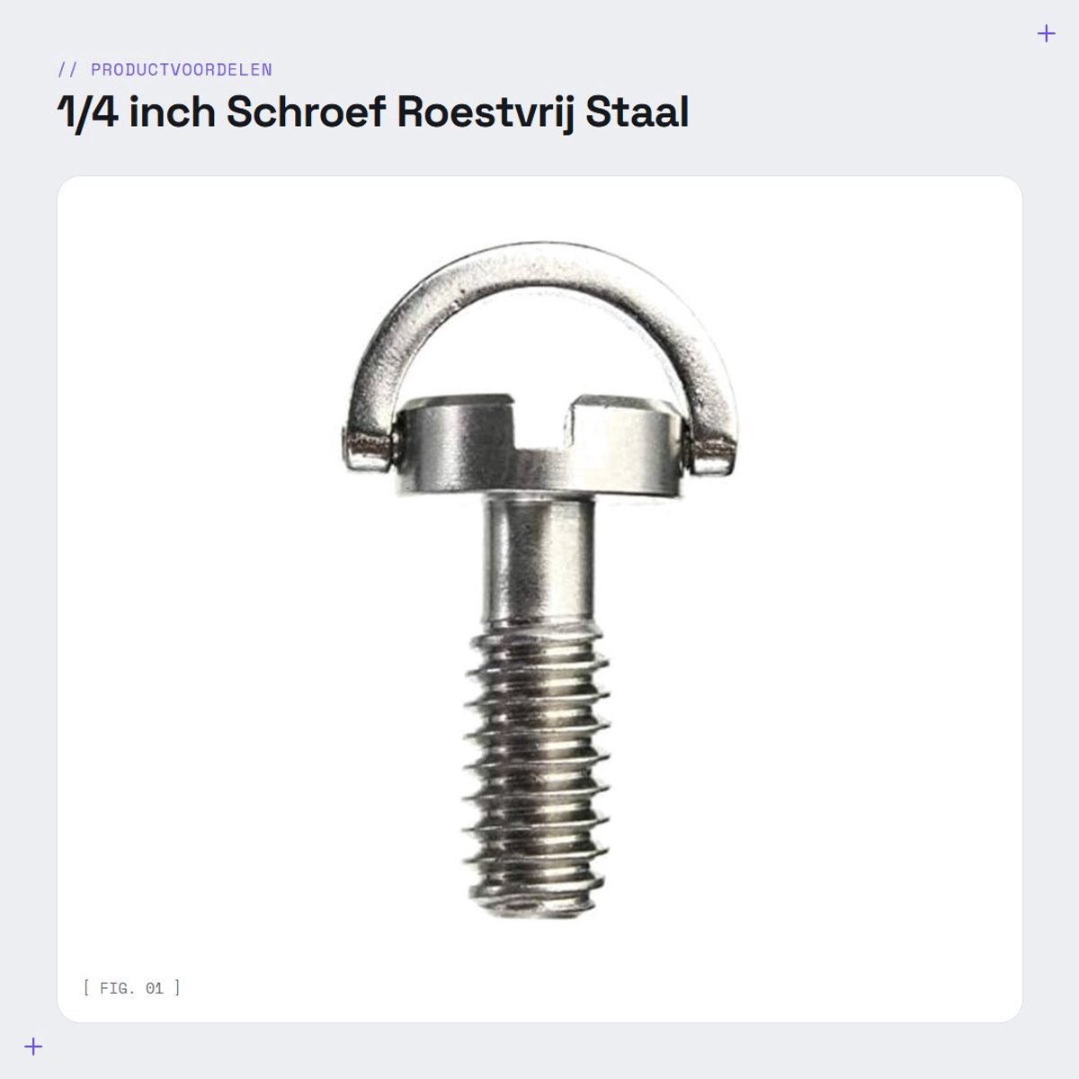 Dailygoods- Schroef 1/4" - Roestvrij Staal - Schroef voor Statief/Monopod - Snelwisselplaat - Huishoudelijk Gereedschap - Nauwkeurige Ambachtsman - Cameraschroef