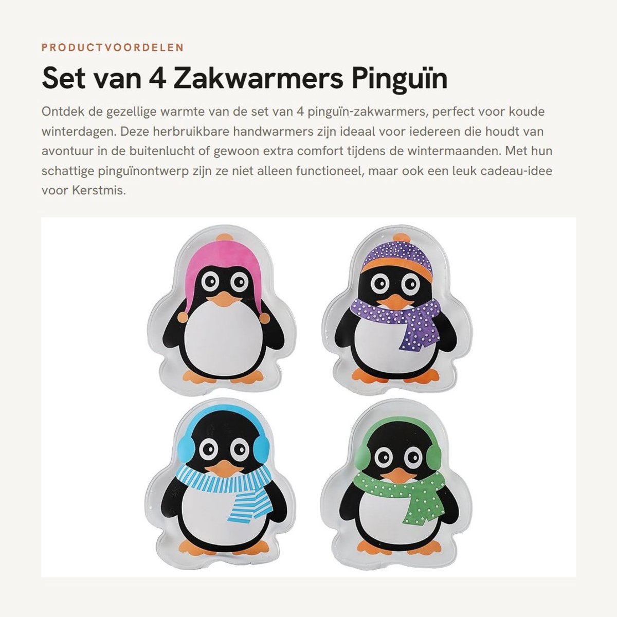 Dailygoods - Set van 4 Zakwarmers Pinguïn - Herbruikbare Handwarmers - Perfect voor de Winter - Leuk Cadeau voor Kerstmis - Ideaal voor Buiten - Warmt...