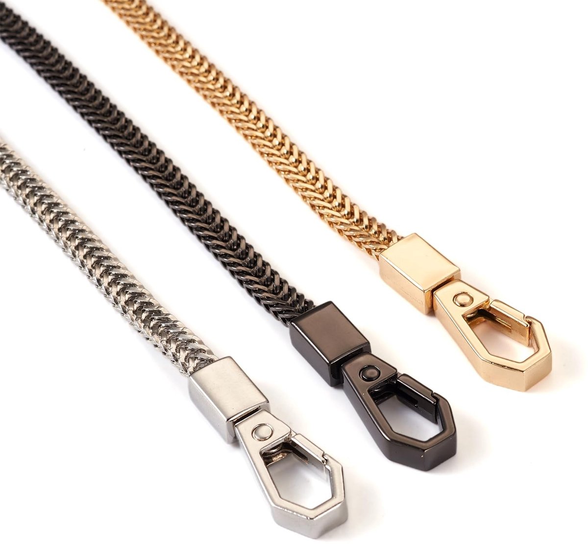 Dailygoods- Tasriemen 3 Stuks - IJzeren Platte Slang Ketting - Kliksluiting - Schouderband - Handtasriemen Los - Duurzaam Materiaal - Handtasriem