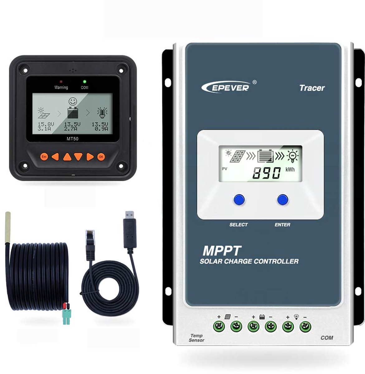 MPPT Solar Charger - Laadregelaar Zonnepaneel - Energie Opladen - Automatische Systeemidentificatie - 20A - Zwart
