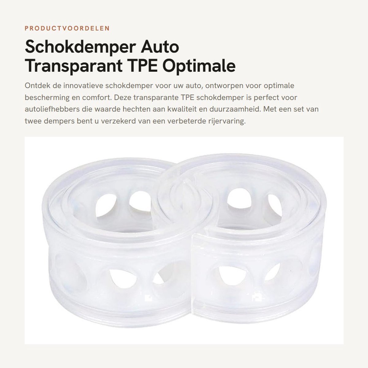 Dailygoods- Schokdemper - 2x TPE Transparant - Voor Auto - Type A+/A/B+/B/C/D/E/F - Gewicht 165g/1300g/719g/806g/711g/383g/321g/386g - Schokabsorberend
