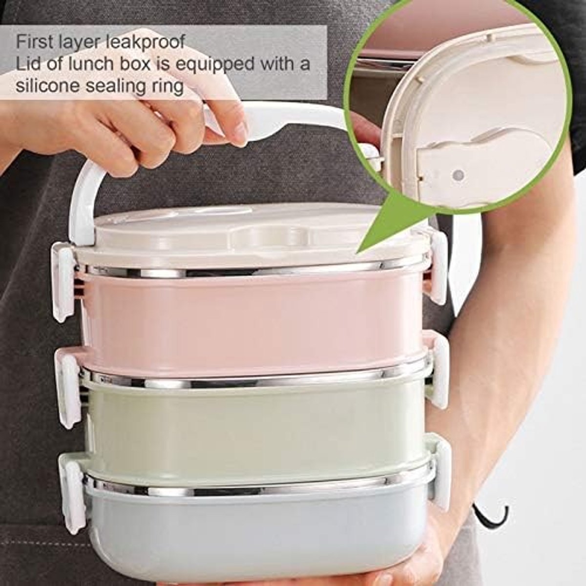Dailygoods- Thermobox Hoogwaardige RVS - Thermobox met Dubbelen Handgrepen - Isolerende Lunchbox - Voedselveilige PP Buitenlaag - Multifunctioneel Gebruik