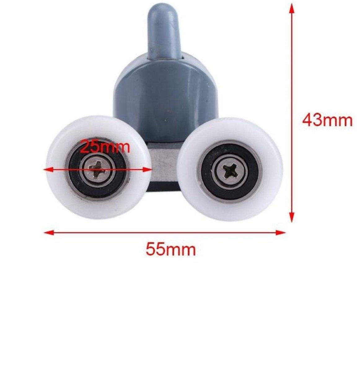 Dailygoods- Douchedeurrollers 100% Gloednieuw - Enkel/Dubbel Wiel - Kunststof/Nylon - 304 Roestvrij Staal - 8 Stuks - Wielmaat 25 x 5 mm - Douchedeurwielen