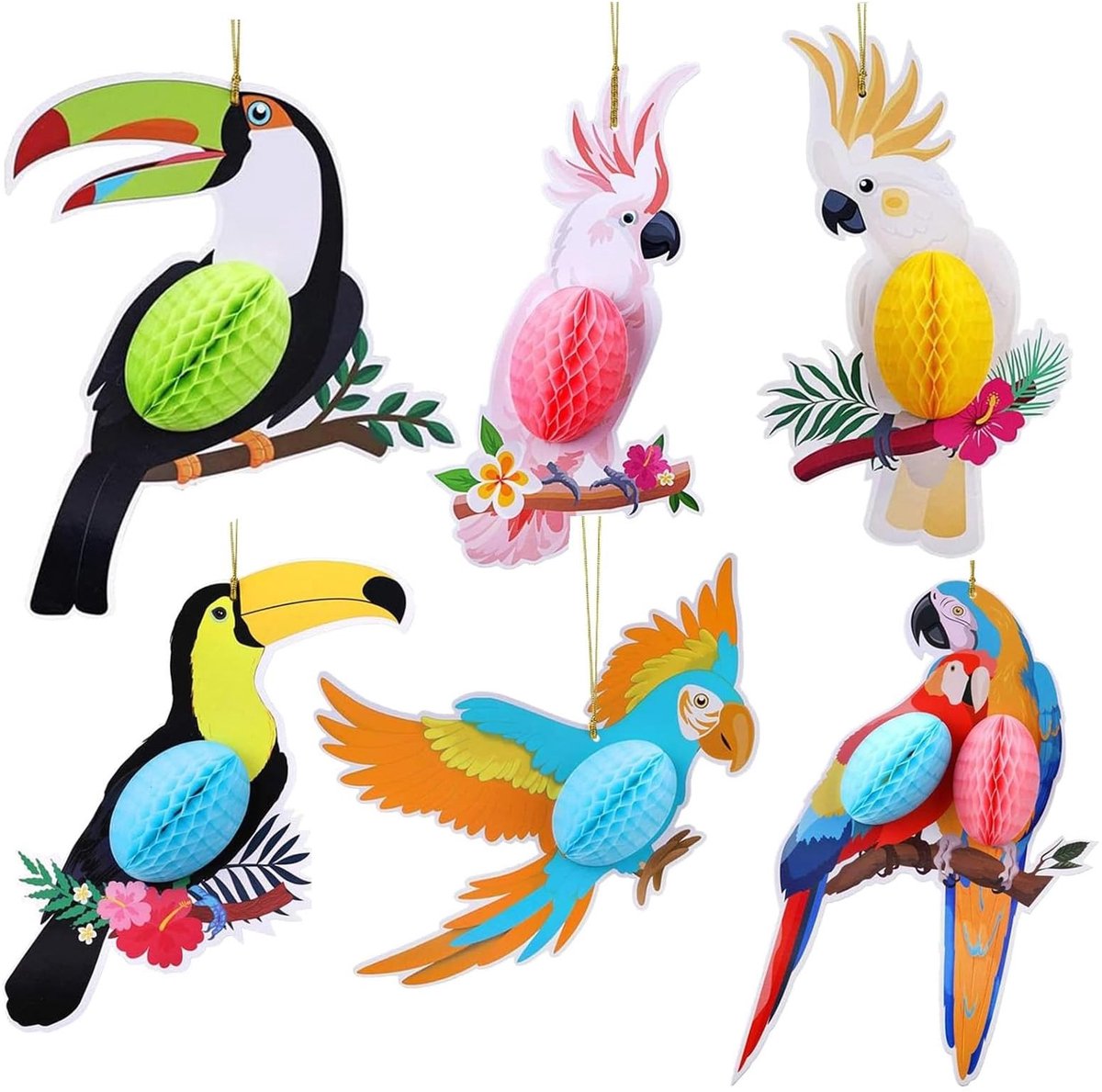 Dailygoods - Set van 6 Tropische Papegaai Ornamenten voor Decoratie