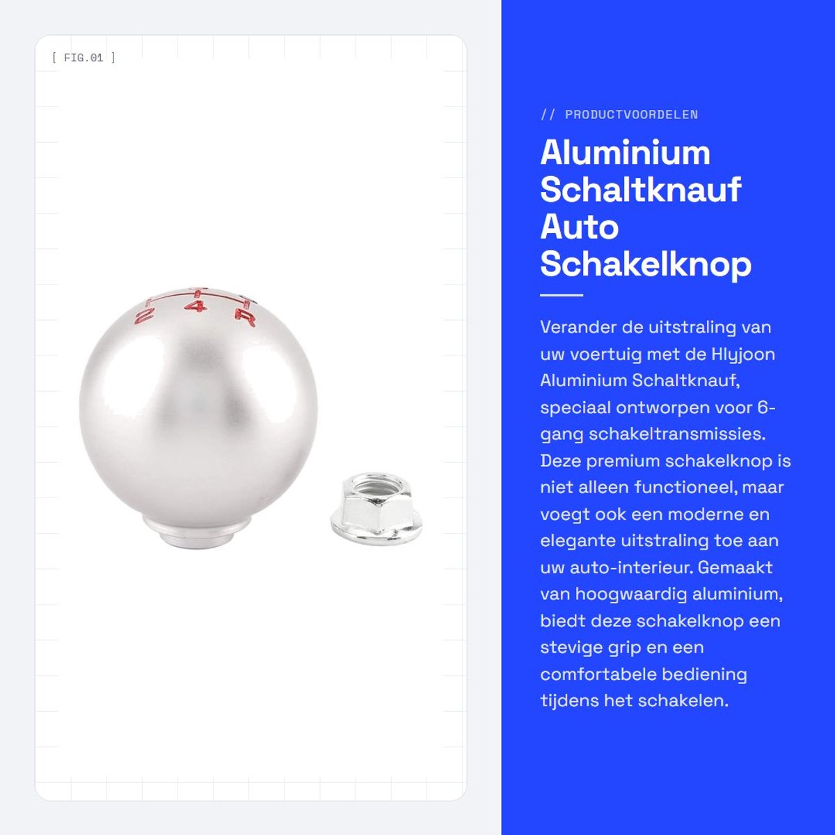Dailygoods- Schakelpook Aluminium - Pookknop - Schakelpook Universeel - 6-Gang - Auto - Handvat - Schaltknauf