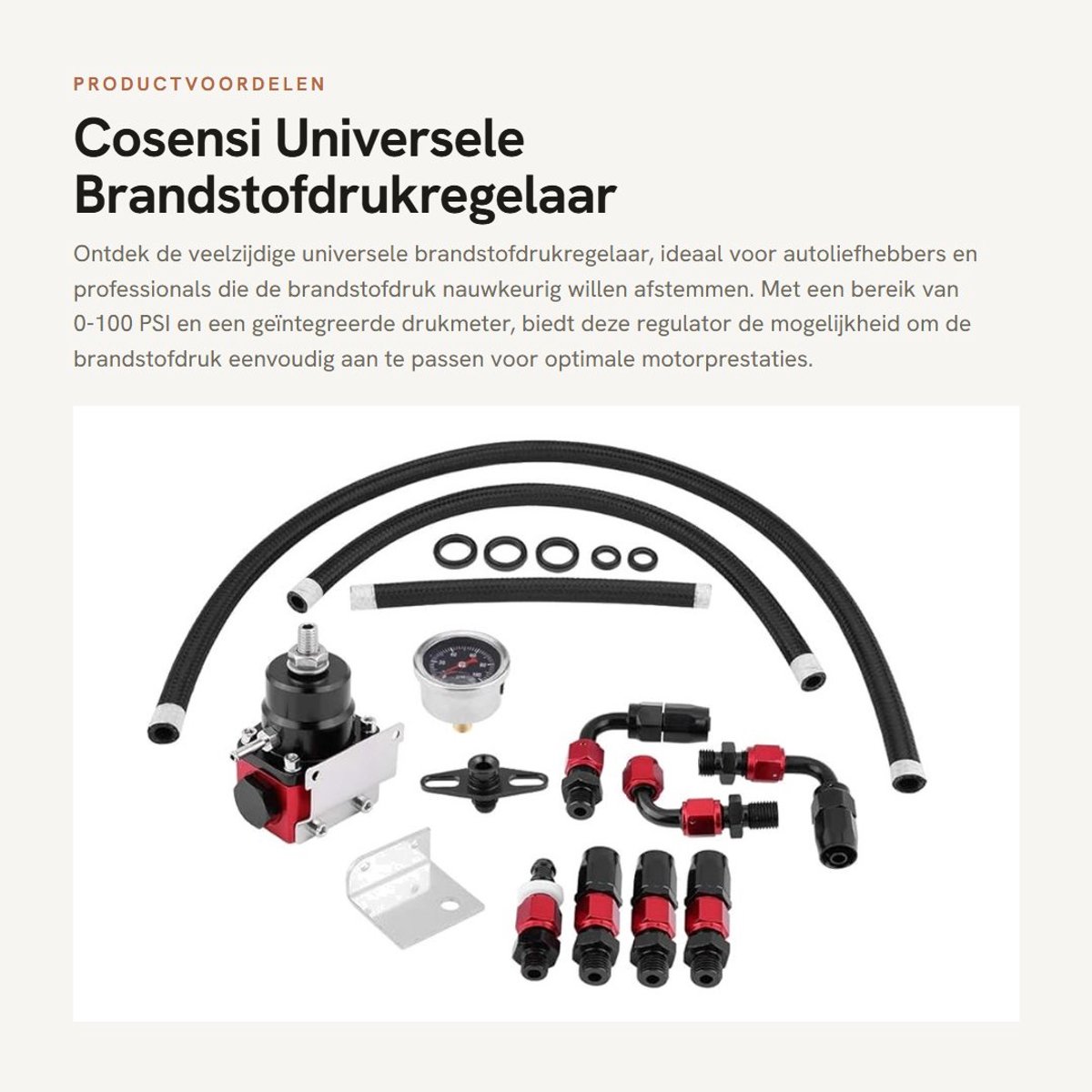Dailygoods- Brandstofdrukregelaar 0-100 psi - Verstelbare Regulator - Brandstofdrukmeter - CNC Aluminium - Lichtgewicht - Hoge Prestaties - Brandstofdrukregelaar Kit