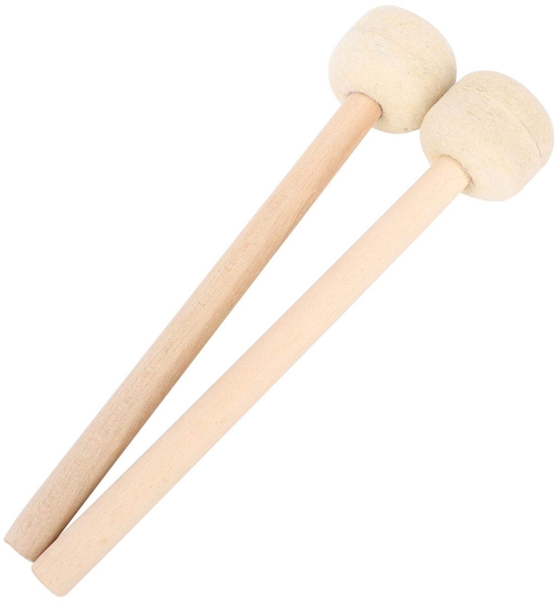 Dailygoods- Drum Mallet Houten Handvat - 2 Stuks - Wolvilt Kop - Hoge Kwaliteit - Duurzaam - 32 x 5,8 cm - Drumstok