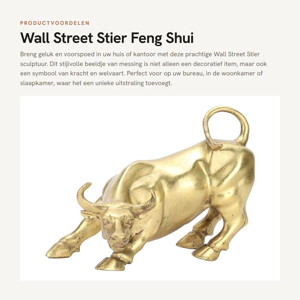 Dailygoods- Stier Sculptuur - Feng Shui Beeld - Messing - Desktopdecoratie - Geluksbrenger - Unieke Vorm 11,7 x 9,2 x 7,8 cm