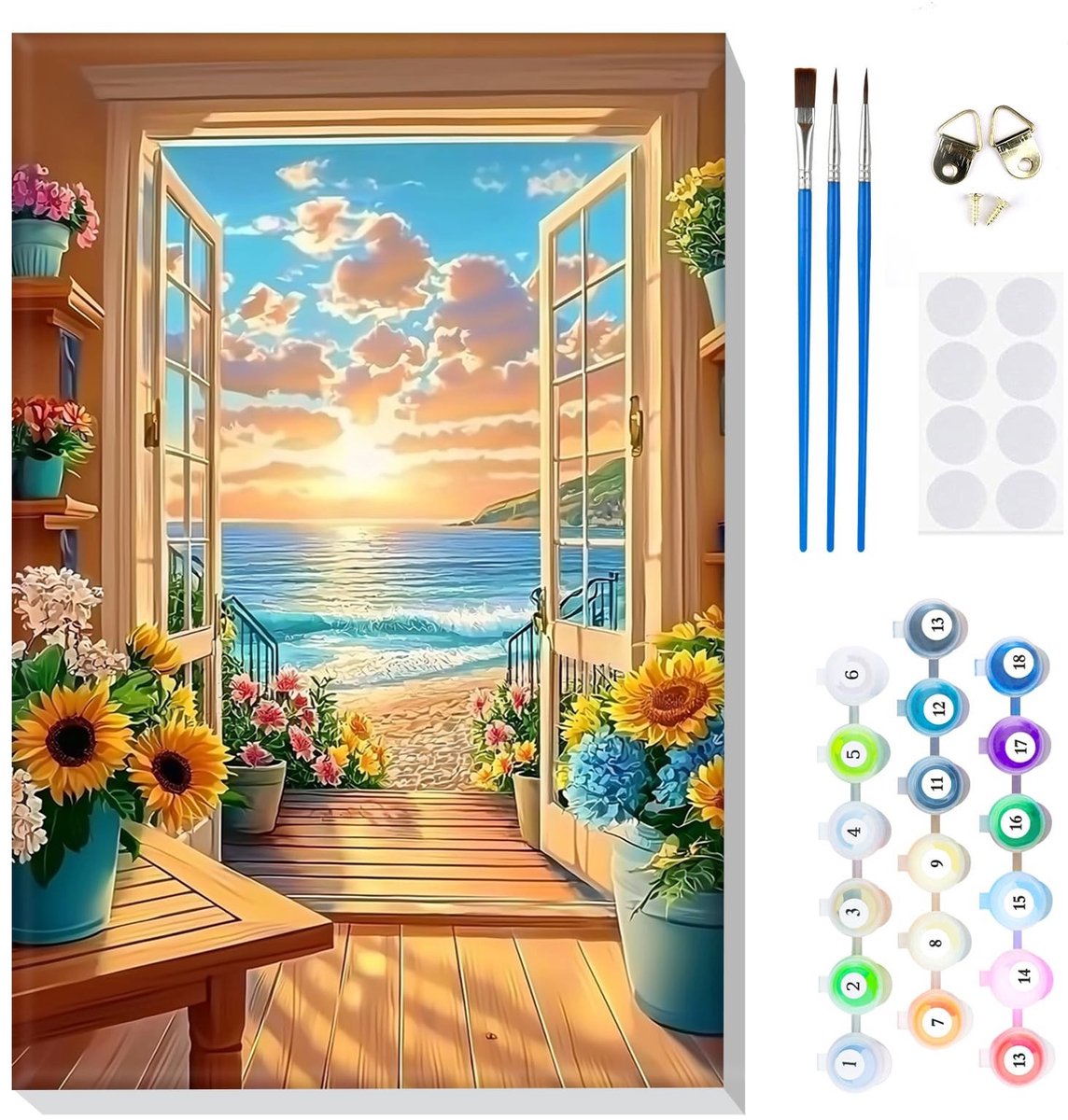 Dailygoods- Schilderen op Nummer - Schilderen op Nummer voor Volwassenen - Schilderen op Nummer met Frame - Doe-Het-Zelf Olieverfschilderij - Wanddecoratie - 8 x 30,5 cm Canvas - Verfset