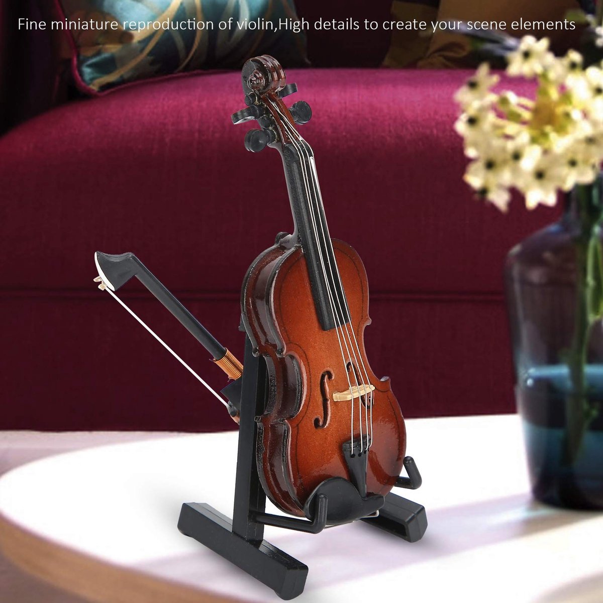 Dailygoods- Miniatuur Viool Model - Imitatie Muziekinstrument - Lindehout - Speelgoed - Woondecoratie - Afmetingen 3,8 x 3 x 8,7 cm - Decoratieve Viool