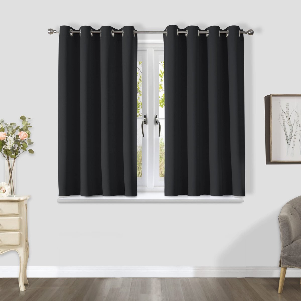 Dailygoods- Verduisteringsgordijn warmte-isolerend - set van 2 - geluidsreducerend - ondoorzichtig - H 137 x B 117 cm - blokkeert 85%-95% licht - Gordijnen