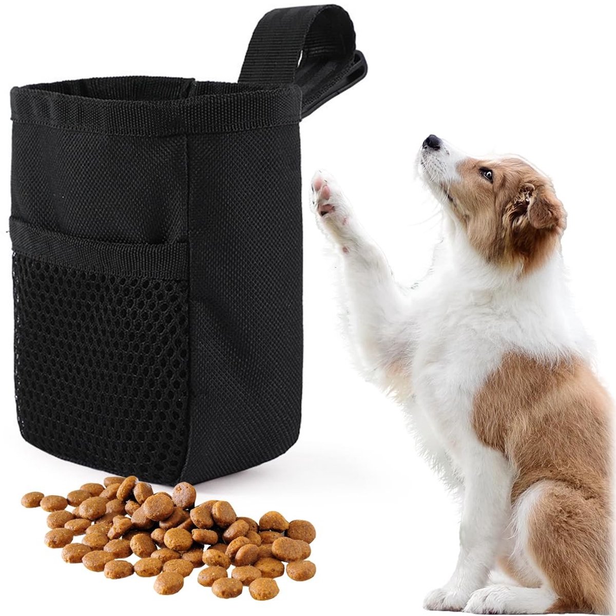 Dailygoods- Hondentrainingstas Compact - Snacktas - Handsfree Tas - Verstelbare Riem - Zakdispenser - Lichtgewicht 13x9x4 cm