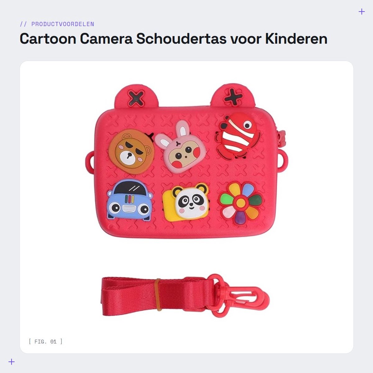 Dailygoods- Camera Tas Cartoon - Schoudertas voor Kinderen - Harde Camera Tas - 182x140x72mm - EVA/PVC - Geschikt voor 37 maanden en ouder - Kindertas