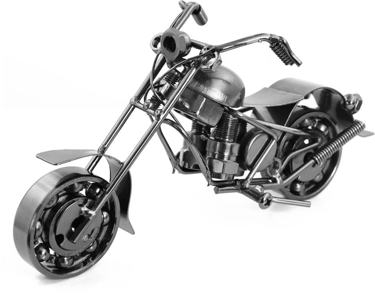Dailygoods- Motormodel Retro - IJzeren Kunst Ornament - Metalen Decoratie - Cadeau voor Motorliefhebbers - 20x11x8cm - Schokbestendig - Motorfietsbeeldje