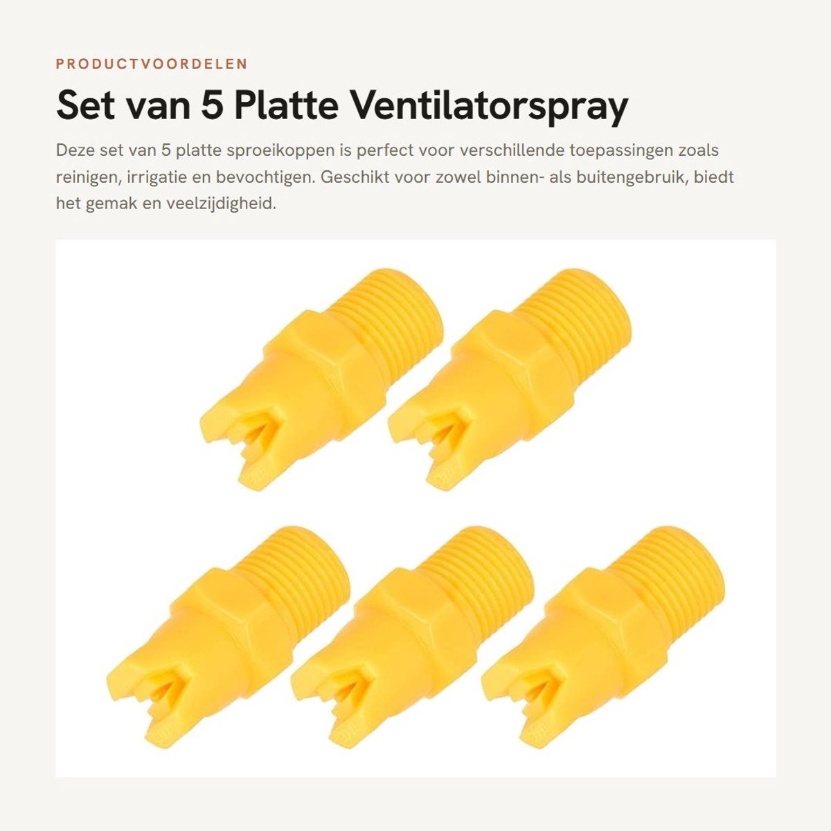 Dailygoods - Set van 5 Platte Ventilatorspray Sproeikoppen voor Huishoudelijk Gebruik