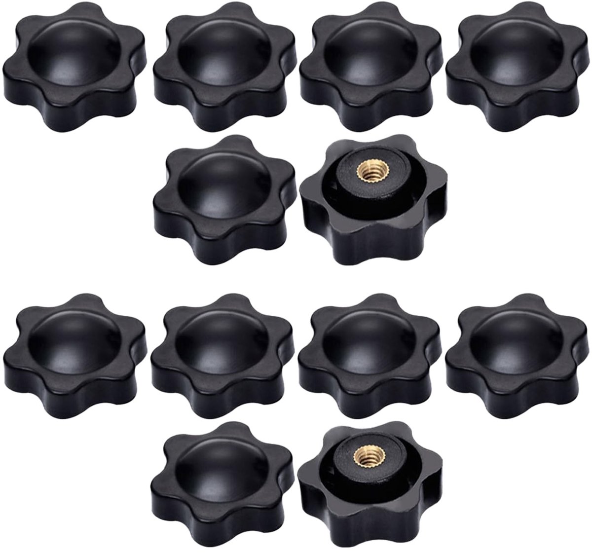 Dailygoods- Vleugelmoeren Set van 12 - Zwarte Stergreepmoeren - M8/M6 - Ergonomisch - Antislip - Duurzaam Kunststof - 38 mm Kopdiameter - Handgreepmoer