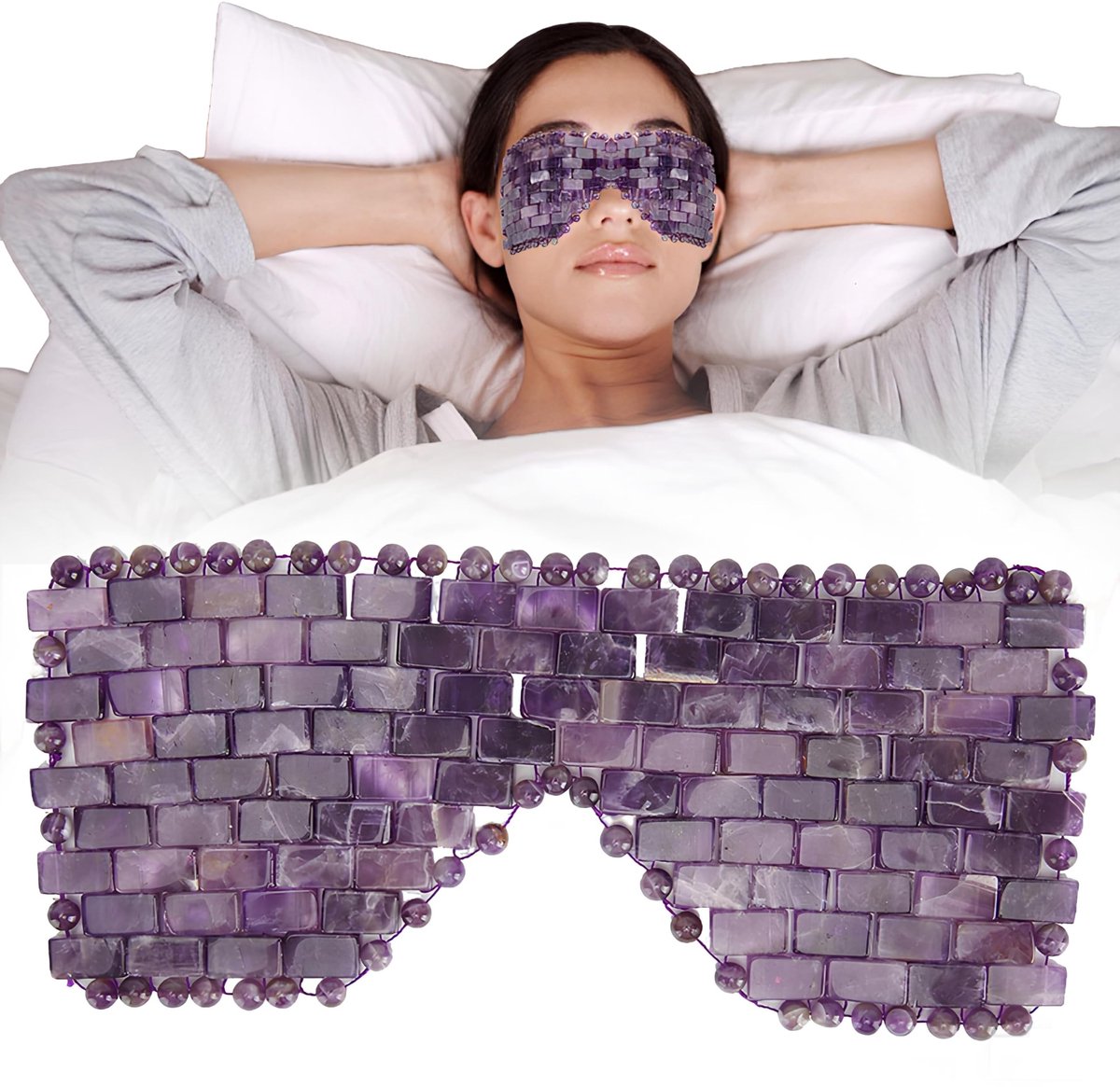 Dailygoods- Oogmasker Verkoelend - Oogmasker voor Gezwellende Ogen - Oogmasker voor Hoofdpijn - Oogmasker voor Vermoeide Ogen - Oogmasker met Jadesteen - Oogmasker voor Ontspanning - Gelmasker
