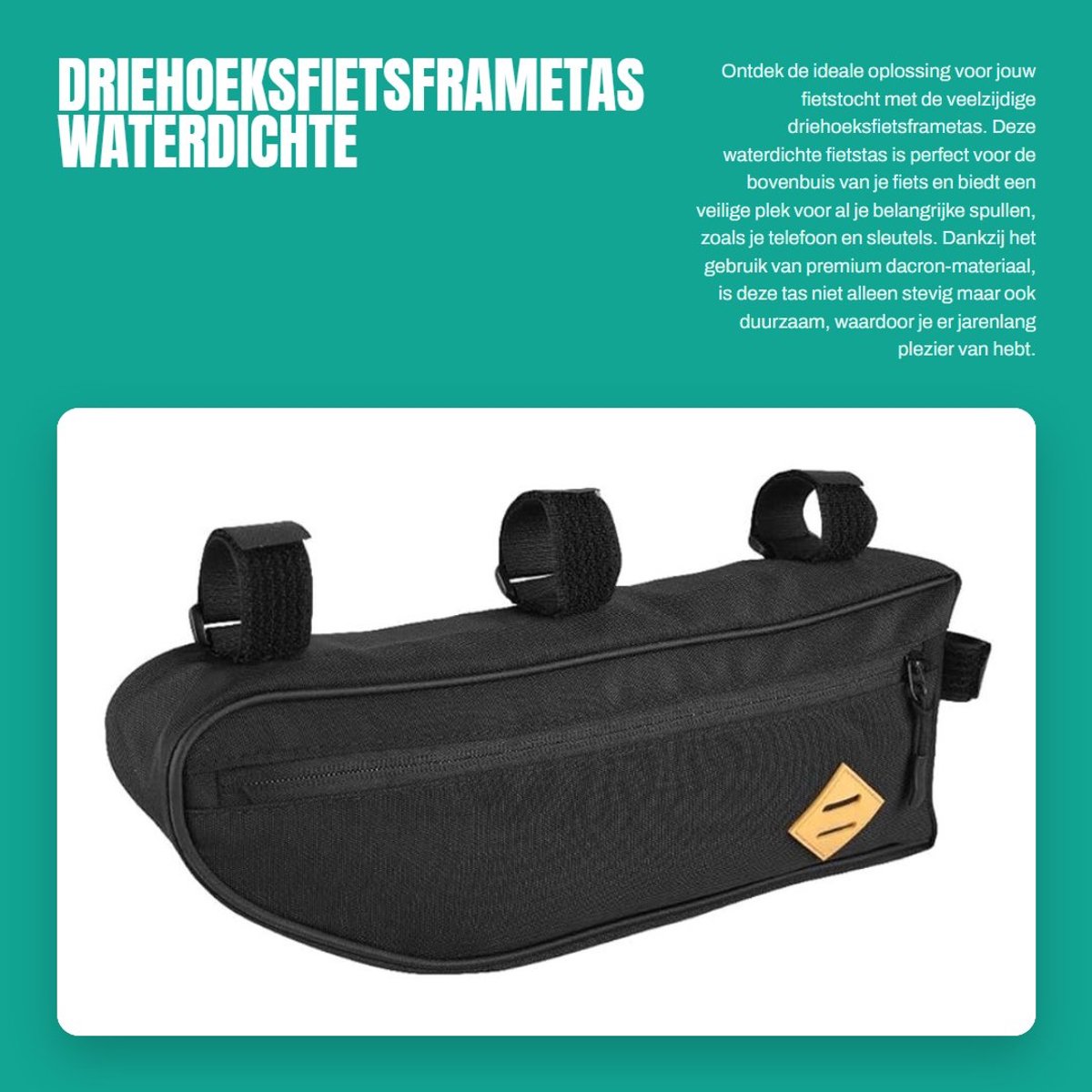 Dailygoods- Fietsframetas Grote Waterdichte - Driehoekstas - Stevig Dacron-Materiaal - Eenvoudig te Installeren - Ruime Capaciteit - Met Ritssluiting - Fietstas