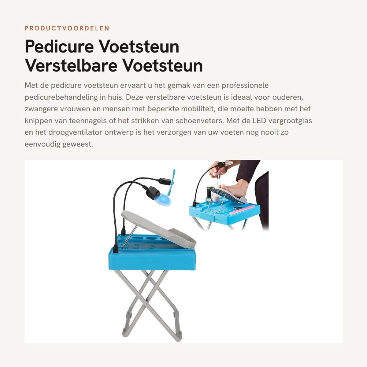 Dailygoods - Pedicure Voetsteun - Verstelbare Voetsteun - Professioneel en Antislip - Handig voor Ouderen en Zwangeren - Pedicure Voetsteun Sets - Inc...