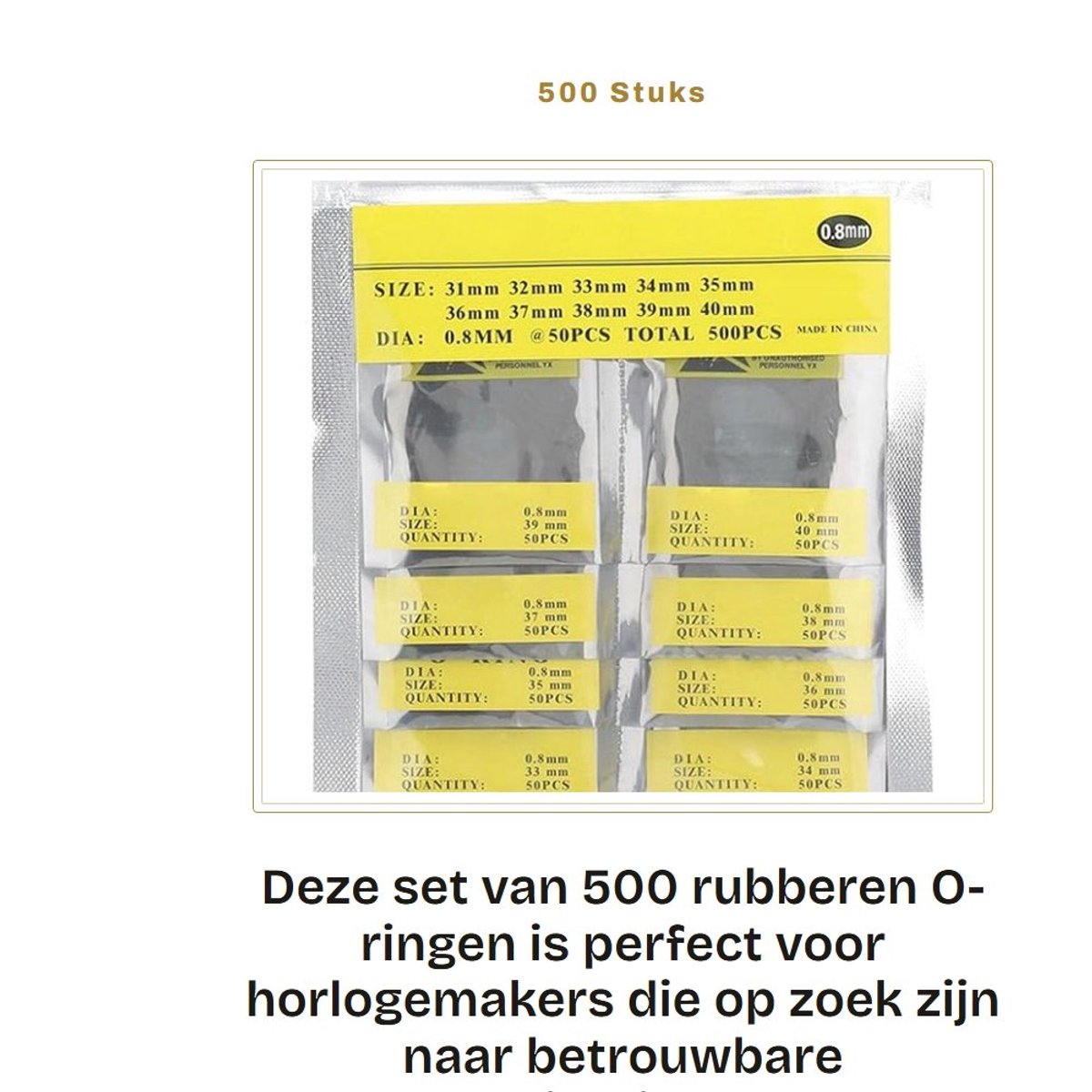 Dailygoods- O Ring 500 Stuks - Rubberen O Ring - Waterdichte Horloge Afdichting - Flexibel en Slijtvast - Geschikt voor Horlogemakers - Uitstekende Vervanging - Horlogeafdichting