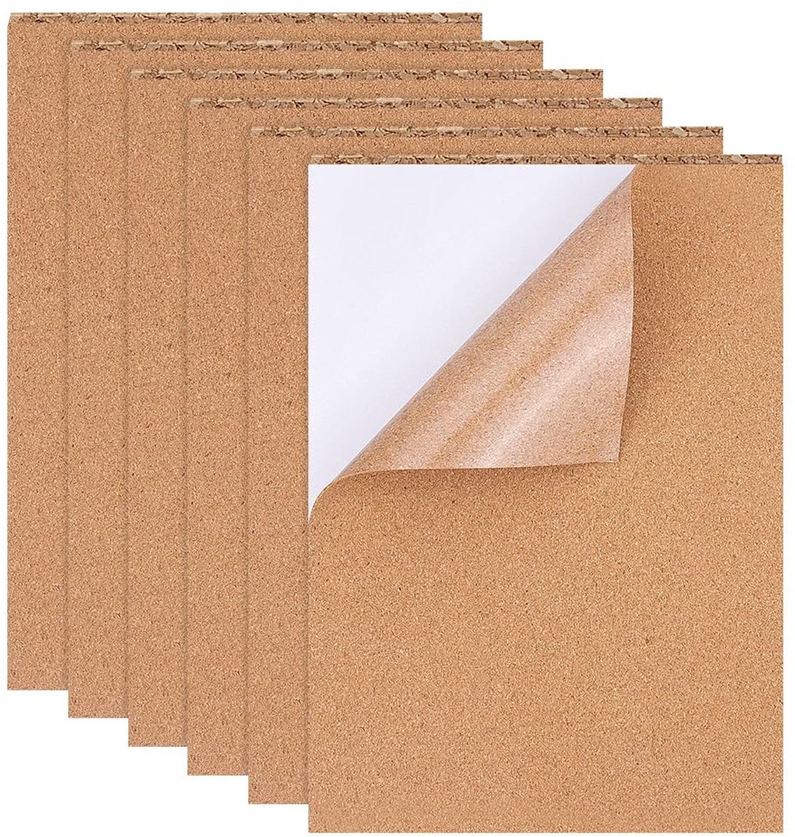 Dailygoods- Isolatiekurk Set van 8 - Zelfklevende Kurkplaten - Rechthoekig - 21 x 30 cm - 1 mm Dik - Zacht en Duurzaam
