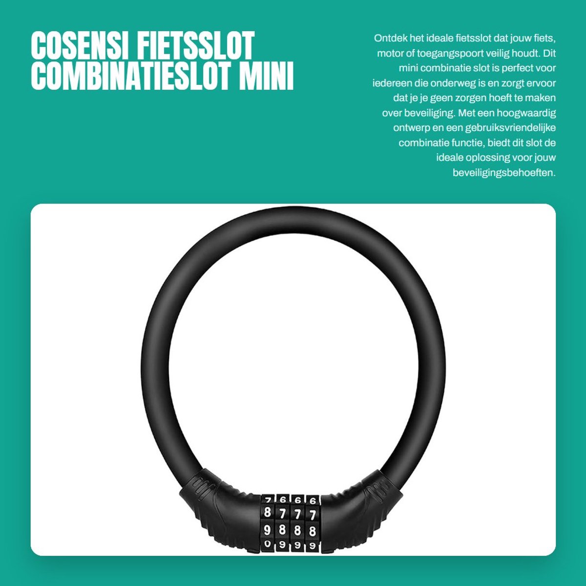 Dailygoods- Fietsslot Cijferslot - Vouwslot - Ringslot - Fietsslot Kinderfiets - Mini/Portable - Hoogwaardige Zinklegering - Code Slot