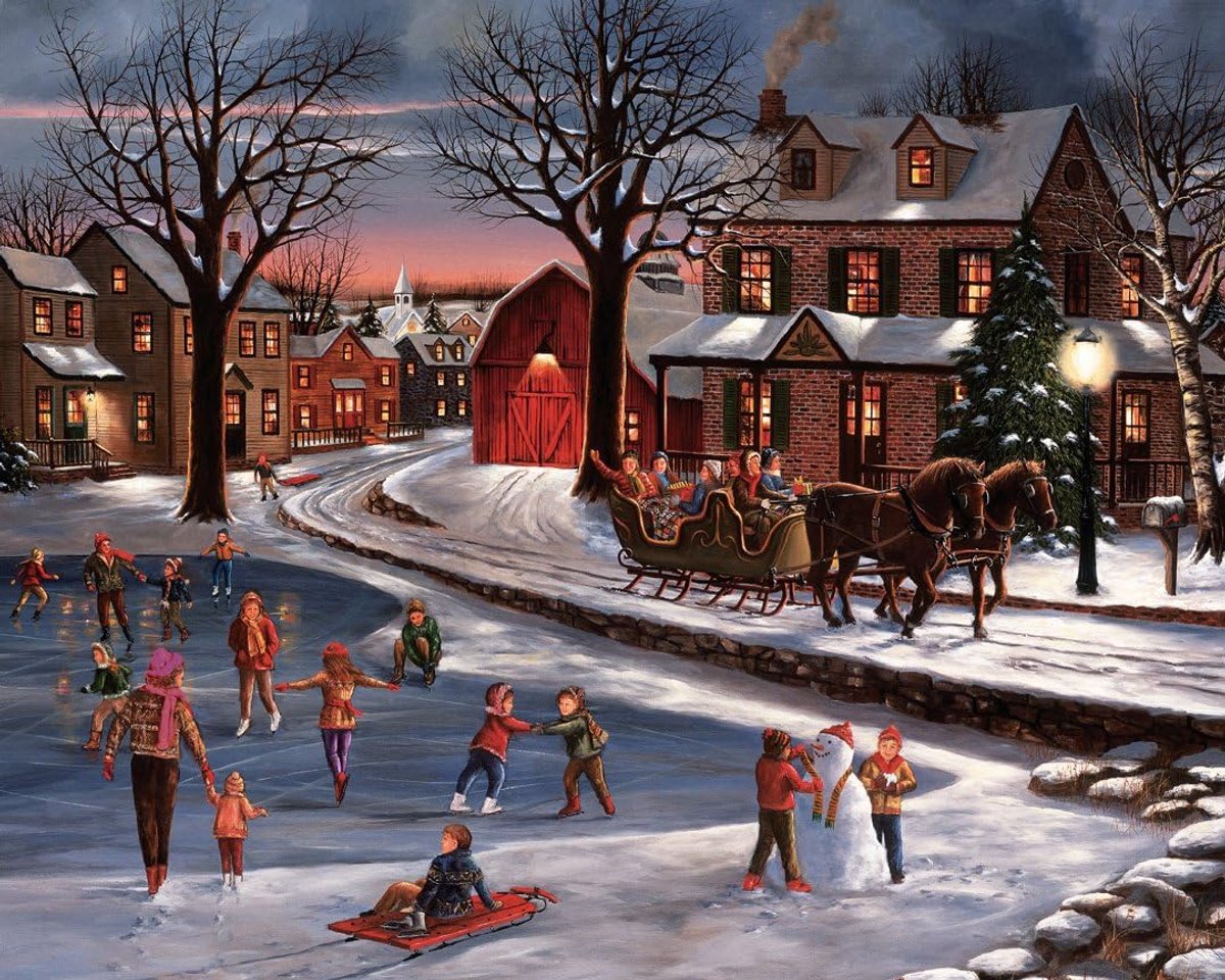 Kerst Hart Puzzel - Kerstpuzzel Familiedag - Ontspanning Thuis - 1000 Interlocking Stukjes - 76 x 76 cm - Multicolor