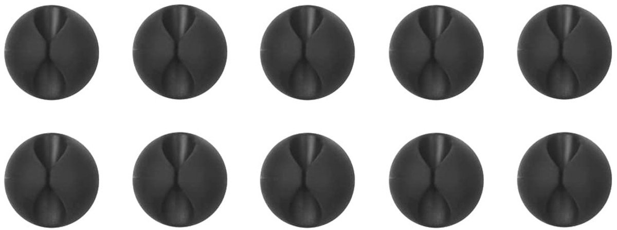 Dailygoods- Draadcliphouders Set van 10 - Zelfklevende Kabelclips - Kabel Organiser - Flexibel Rubber - Zwart - Ideaal voor Opladers