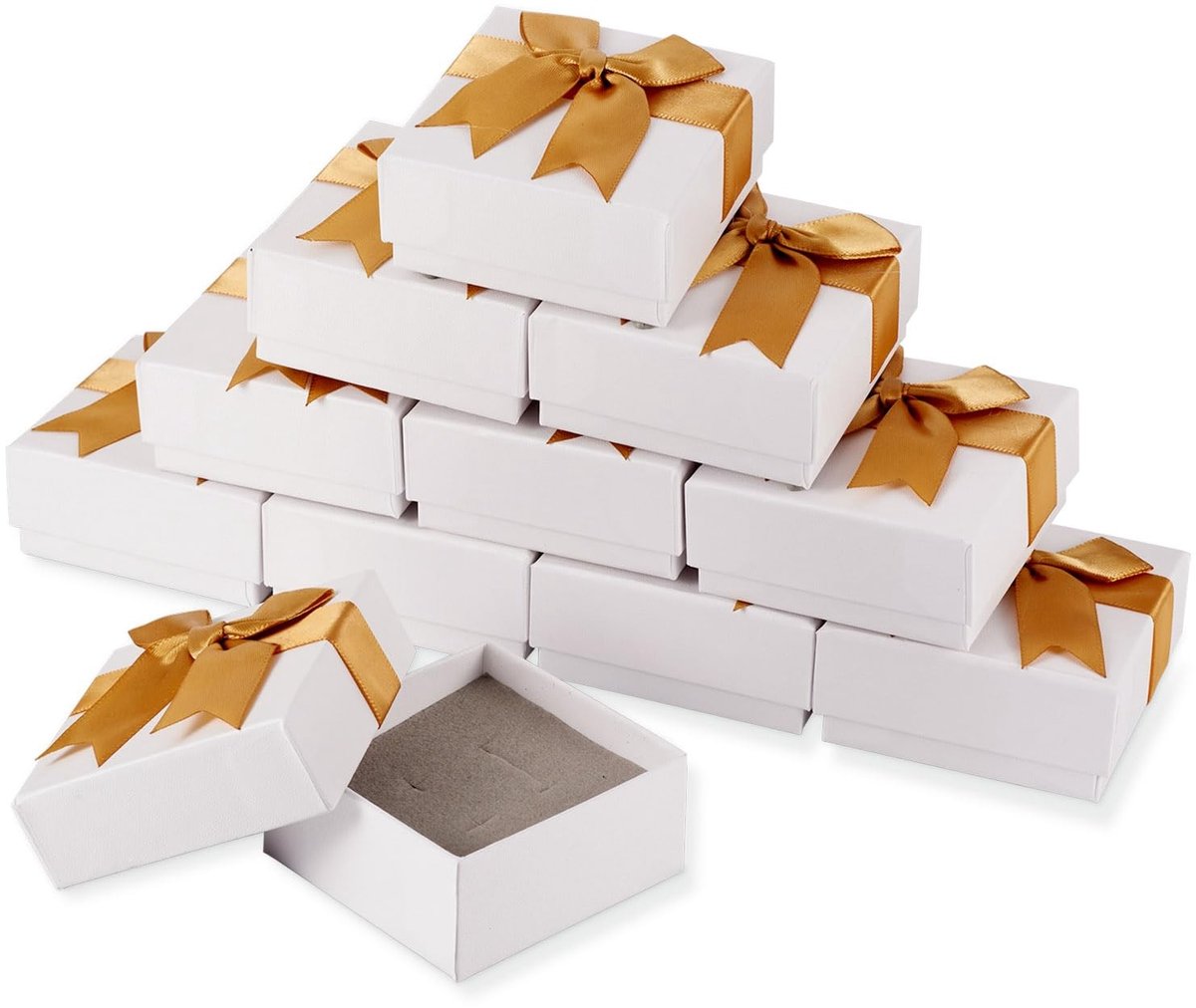 Dailygoods- Sieraden Doos 12 Stuks - Kartonnen Geschenkdozen - Sieraden Verpakking - Voor Ringen/Kettingen/Oorbellen - 70x70x35mm - Duurzaam Materiaal - Geschenkdoos