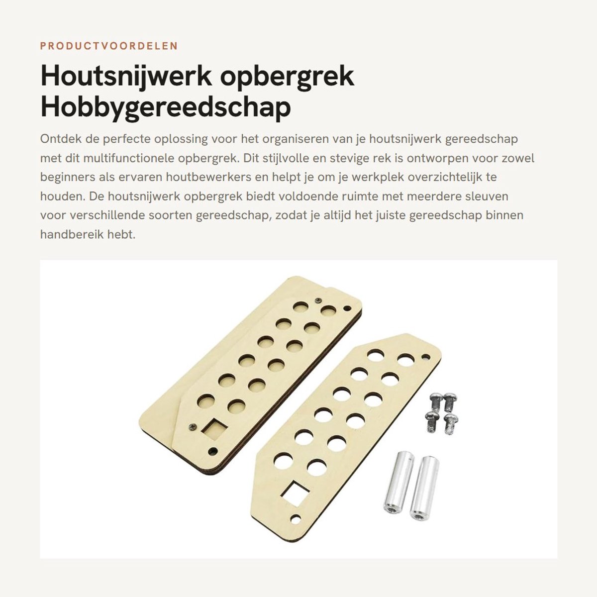Dailygoods- Opbergrek Stevig Hout - Gereedschapshouder - Multifunctioneel - Organisator - Houtsnijwerk - Voor Houtbewerking