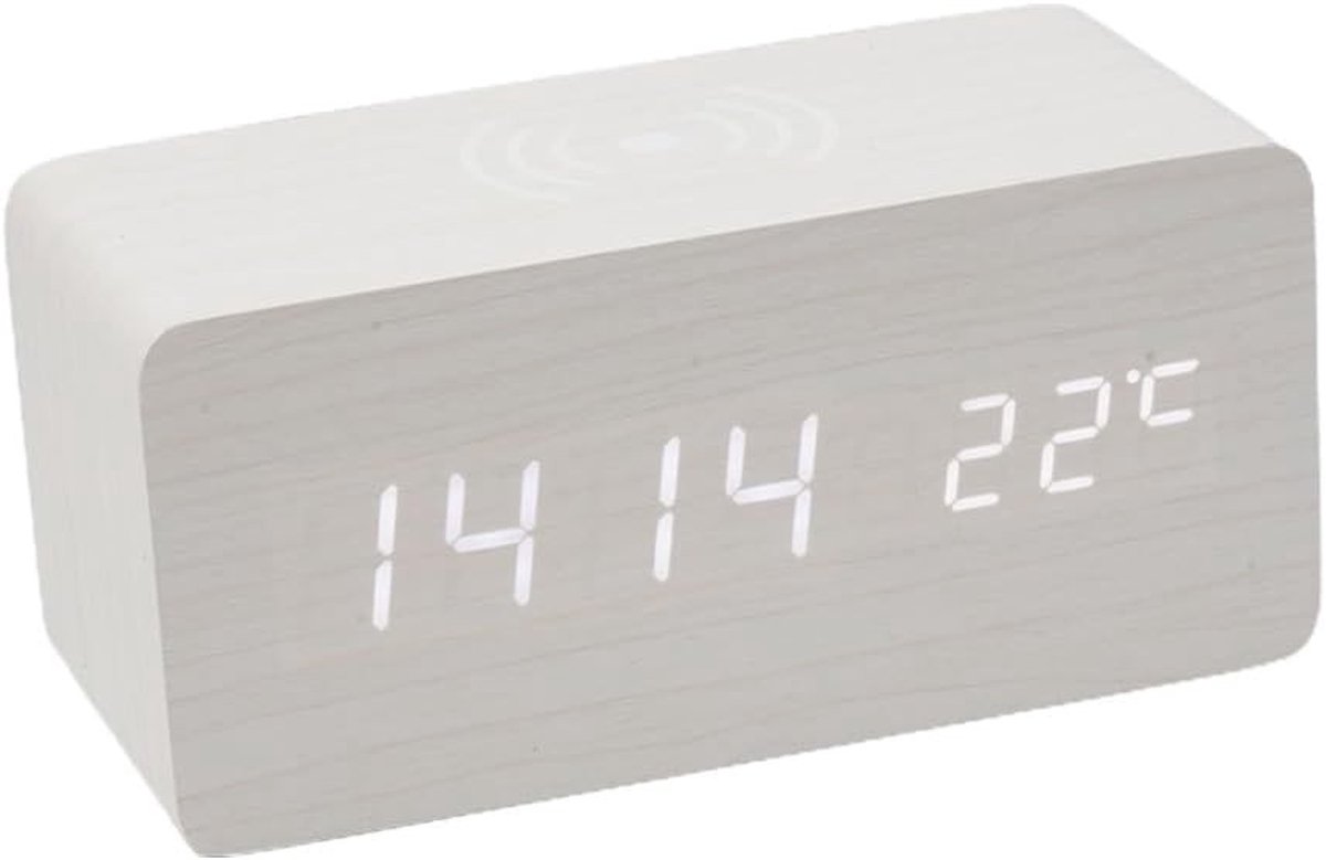Dailygoods- Wekker Digitale Houten Klok - USB Aansluiting - Temperatuurweergave - Alarmfunctie - Draagbaar - Mini-formaat