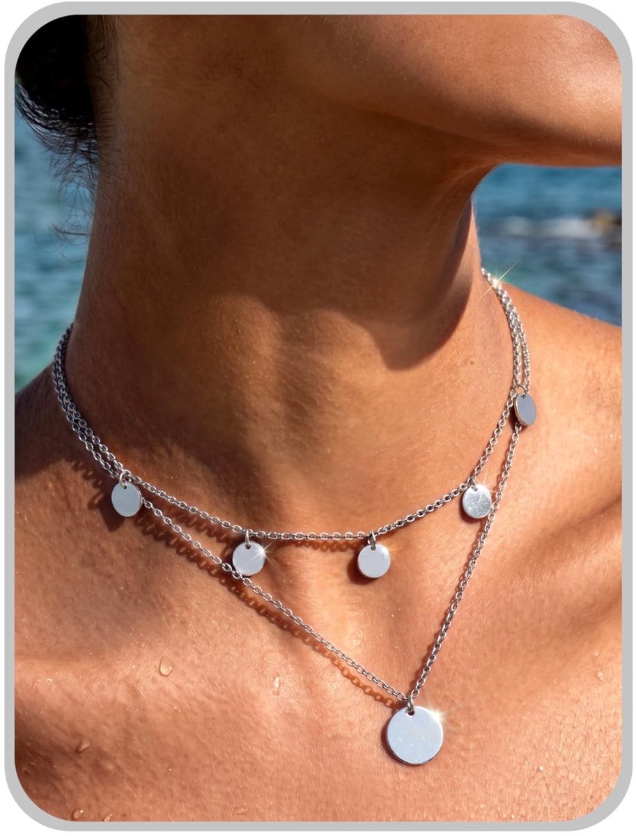 Dailygoods- Halsketting Dames Set - Verstelbare Choker/Kettinghangers - Waterdicht - 2 Stuks - Layering Kettingen - 36/41 cm Lengte - Sieraad
