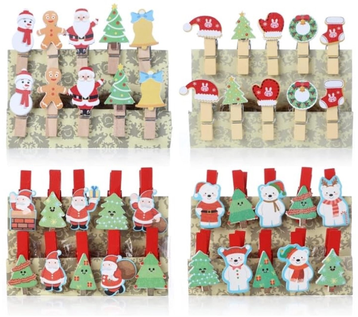 Dailygoods- Knijpers Hout 40 Stuks - Decoratieve Sierklemmen - Kerstmis - Mini Knijpertjes - Duurzaam - Jute Koord - Decoratieve Clips