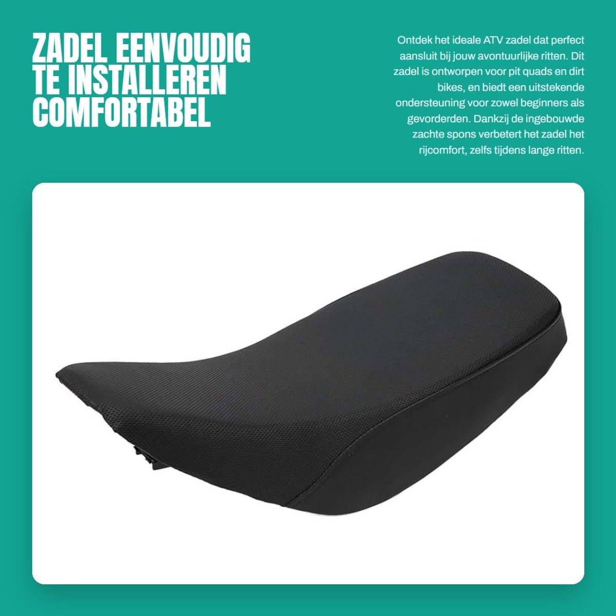 Dailygoods- Zadel Hoogwaardig Hard Plastic - ATV Zadel - Eenvoudig Te Installeren - Comfortabel met Spons - Geschikt voor 50cc/70cc/90cc/110cc - ATV Stoel