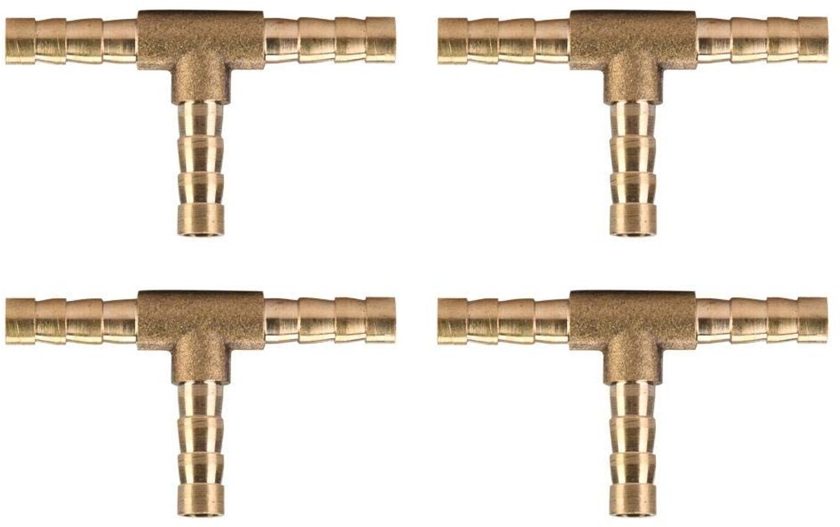 Dailygoods- T-Stuk - Messing - 5 Stuks - Voor Lucht/Water/Olie/Gas - Eenvoudige Installatie - Corrosiebestendig - T-stukconnector