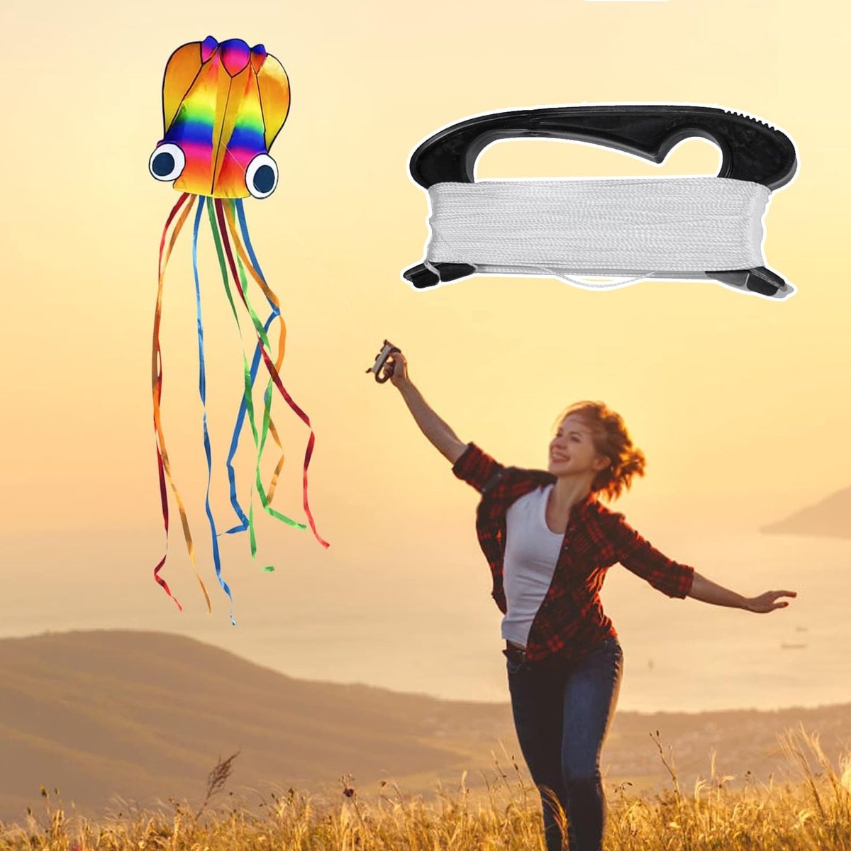 Dailygoods - Vliegende Vlieger - Outdoor Sport Tool - 100 Meter - Duurzaam en Milieuvriendelijk - Ideaal voor Kinderen en Volwassenen - Perfect voor B...