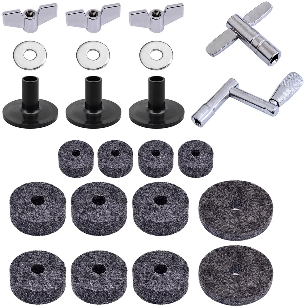 Dailygoods- Cymbal Vervangingsset - Cymbal Stand Tubes - Drum Cymbal EVA Pads - Wing Nuts - Wasmachines - Hoogwaardige Materialen - Drumaccessoires