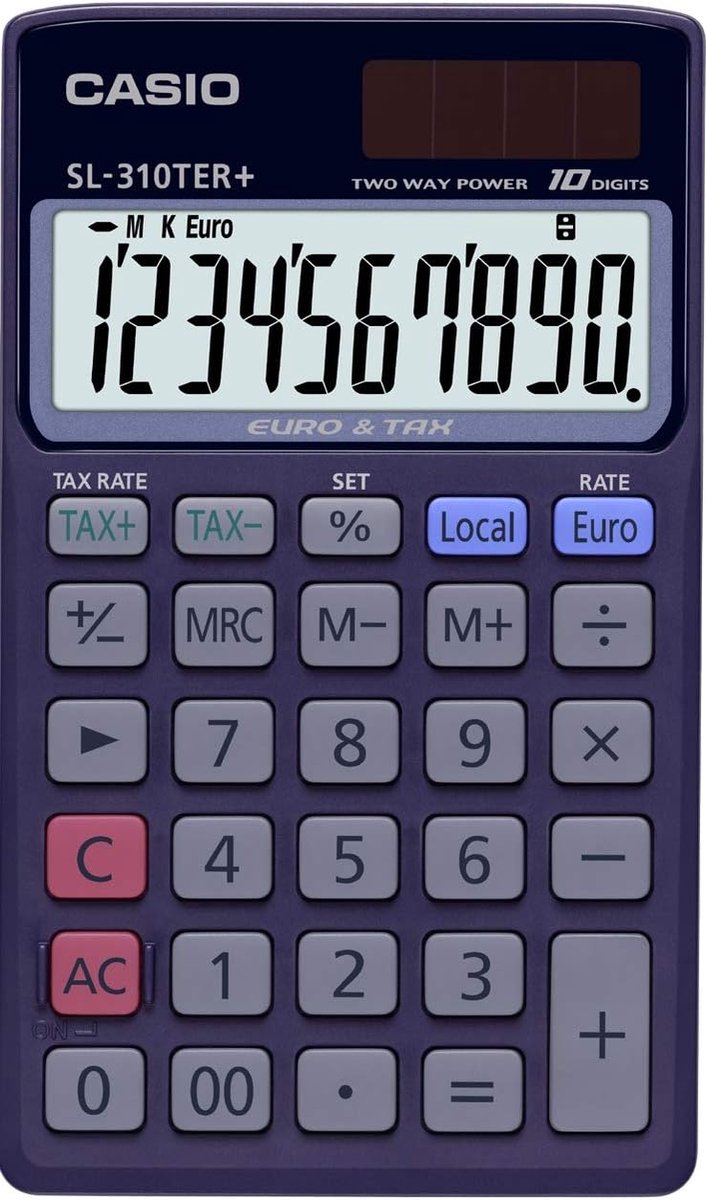 Rekenmachine - Basis calculator - Dagelijkse berekeningen - Euroconverter functie - 1185 cm - Blauw