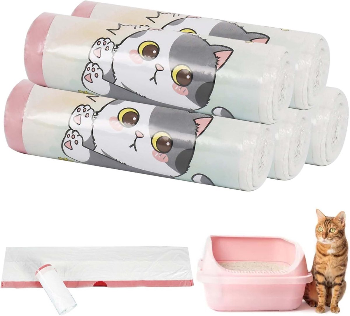 25 Grote Kattenbakzakken met Trekkoord - Extra Sterk en Scheurvast