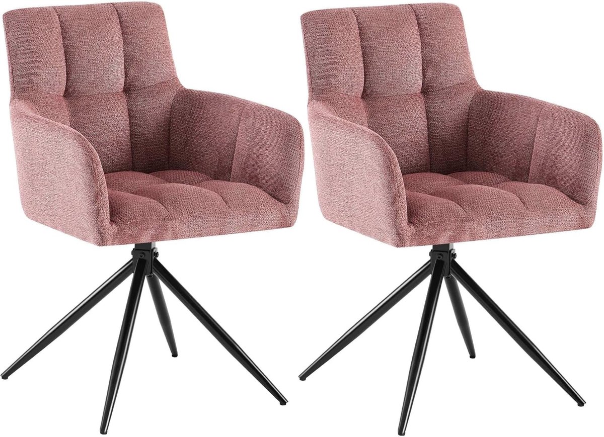 Eetkamerstoelen Set - Stoelen met armleuning - Comfortabel zitten - 180° draaimechanisme -