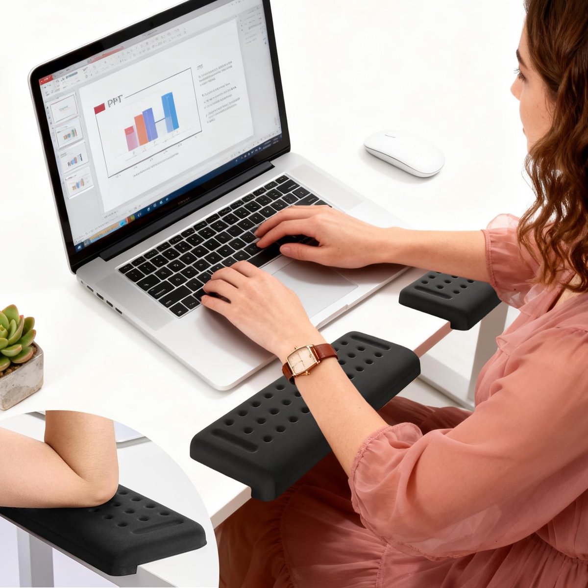 Dailygoods- Bureaurand Ergonomisch - Verstelbare Armsteun - Antislip Polssteun - Comfortabele Ondersteuning - Traagschuim - Ademend Materiaal