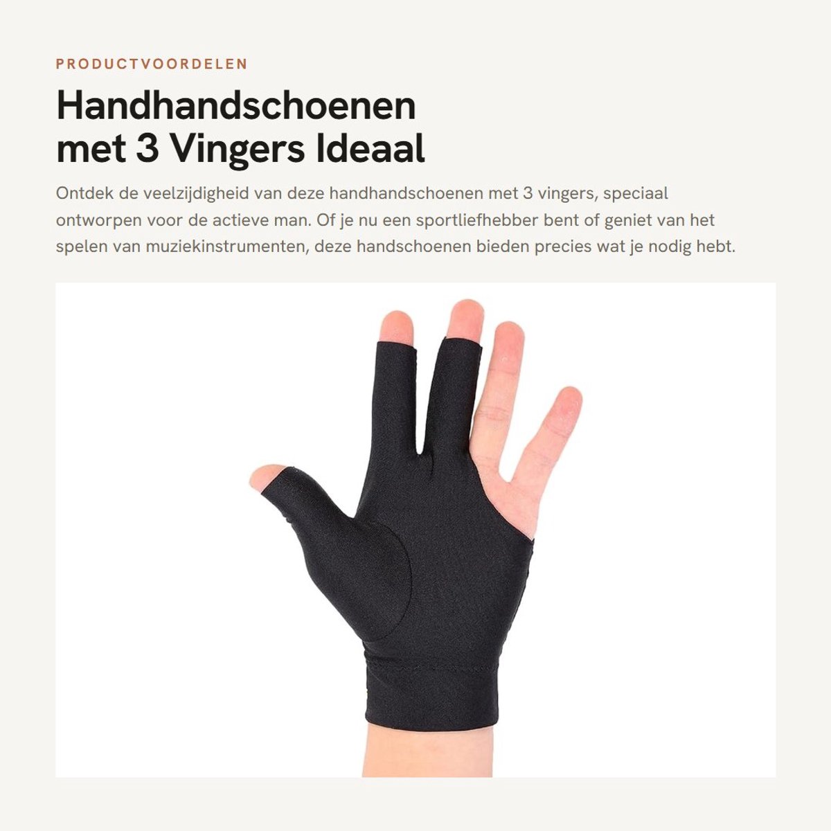 Dailygoods- Biljarthandschoen Linkshandige - 3 Vingers - Elastisch Spandex - Open Vingertoppen - Comfortabel - Betere Grip - Biljarthandschoenen
