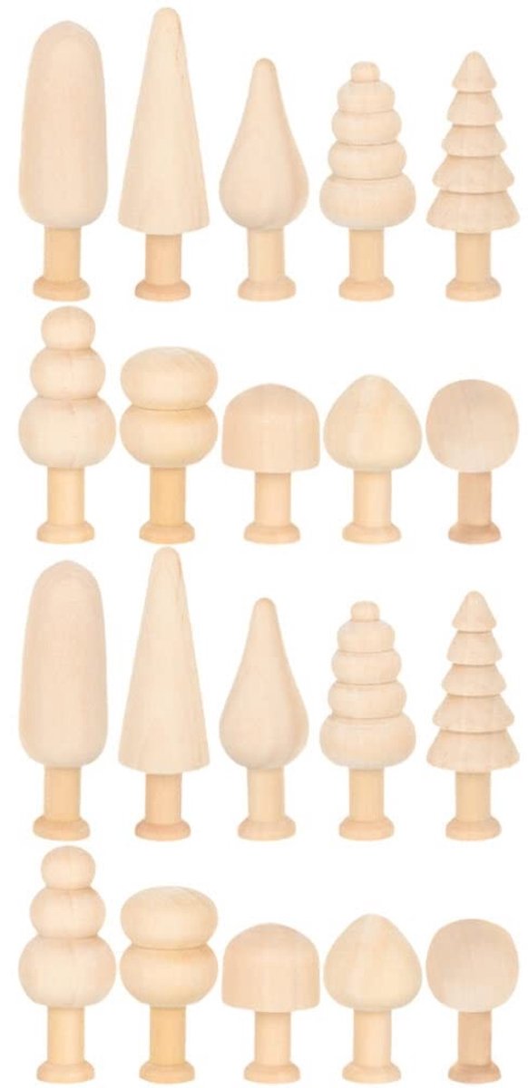Dailygoods- Houten Boom 20 Stuks - Onafgewerkt - DIY Knutselen - Tafeldecoratie - Houten Decoratie - Duurzaam Hout