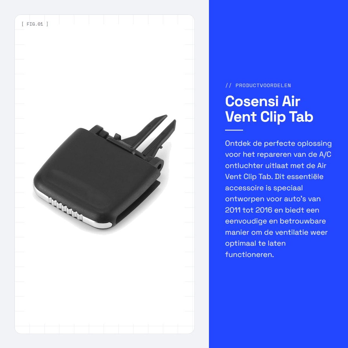 Dailygoods- Ventilatierooster Clip Premium Kwaliteit - A/C Vent Outlet Tab Clip - Reparatie Kit - Geschikt voor 2011-2016 - ABS Materiaal - Lange Levensduur - Ventilatielipje