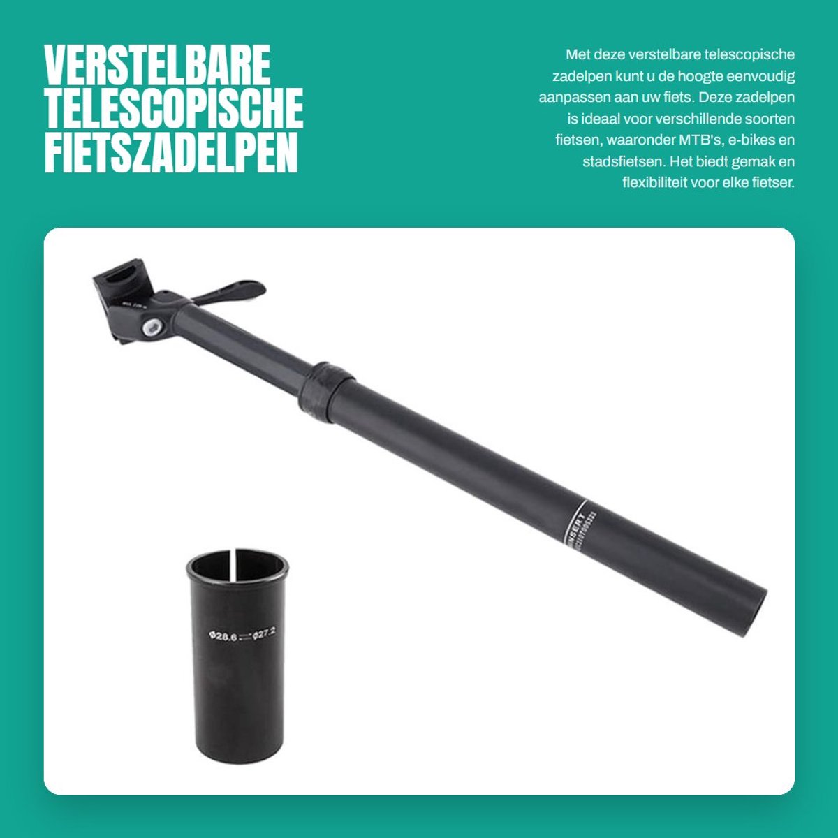 Dailygoods - Verstelbare Telescopische Fietszadelpen voor Diverse Fietsen