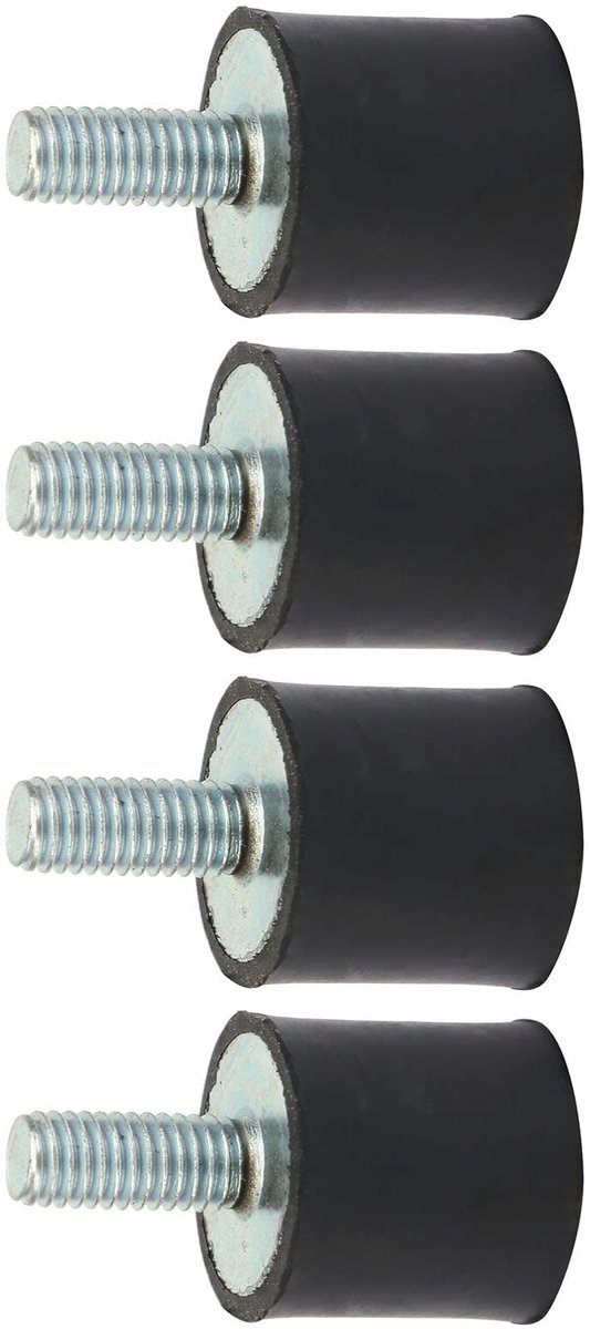 Dailygoods- Schokdempers 4 Stuks - Rubberen Steunen - Anti-vibratie Voeten - Silentblock - Geschikt voor Airconditioning - Materiaal: Rubber/Metaal - Rubberen Buffers