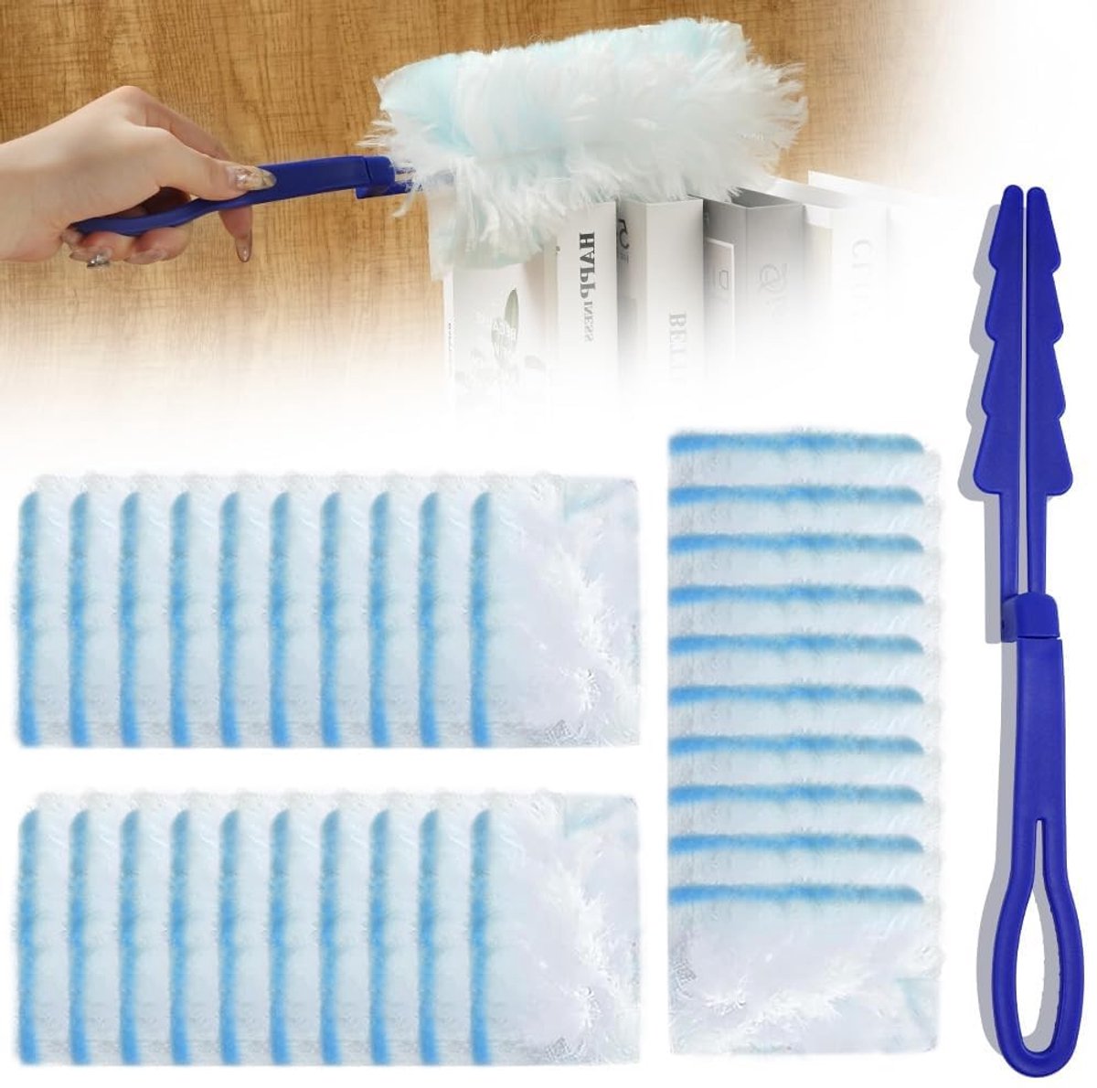 Dailygoods - Flash Duster - Navullingen voor stofdoeken - Sterke elektrostatische stofverwijdering - Blauw - Handmatig navulpakket voor reiniging - Ge...